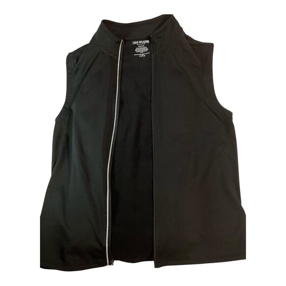 True Religion®️ vest sweatshirt adult M Medium full zip black stretch -Preowned - Picture 1 of 11
